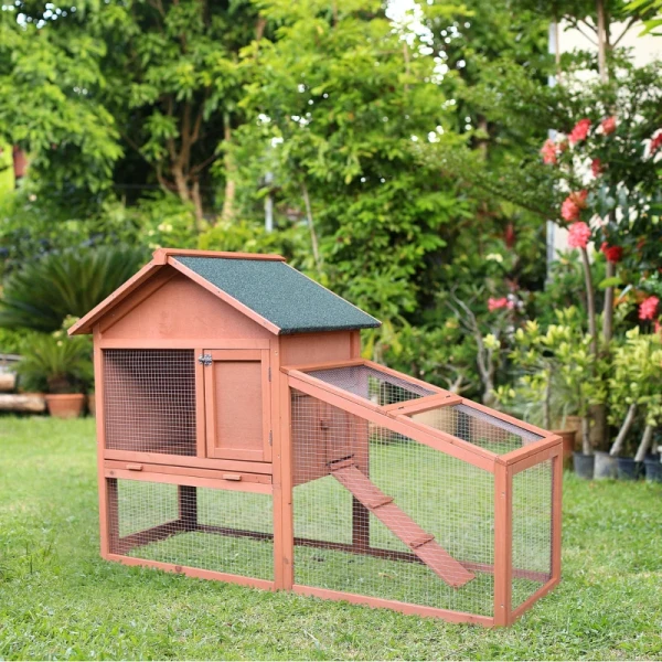  Kleindierhok Kooi Voor Kleine Dieren Met Asfaltdak Buitenverblijf Twee Verdiepingen Vurenhout Naturel 144 X 64,5 X 100 Cm 10