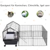  Knaagdierkooi Met Buitenverblijf Inclusief Toebehoren 88 Cm X 128,5 Cm X 56 Cm 4 Wielen Zwart Metaal PP Kunststof 5