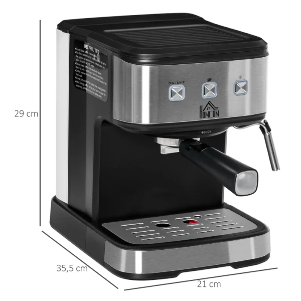  Koffiezetapparaat Van Roestvrij Staal Filterhouder Machine Met Melkopschuimer 1,5L Watertank 15 Bar Voor Espresso Cappuccino Latte Melkkoffie 850 W 3