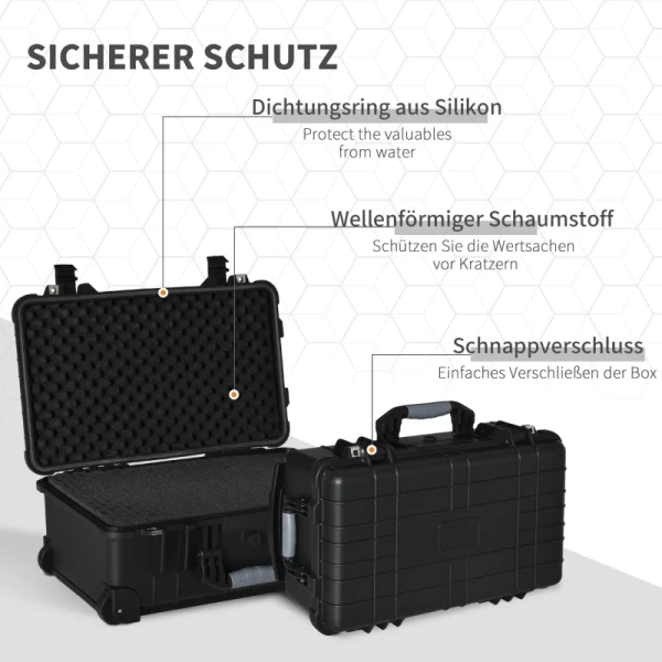  Kostbaarheden Koffer Met Wielen En 2 Handgrepen, Waterdicht, Met Luchtventiel, 56cm X 42cm X 21cm, Zwart 5