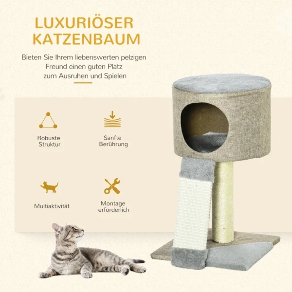  Krabpaal Krabpaal Kattenbench Klimboom Voor Katten Met Kattenbal Grijs 30 X 30 X 50 Cm 4