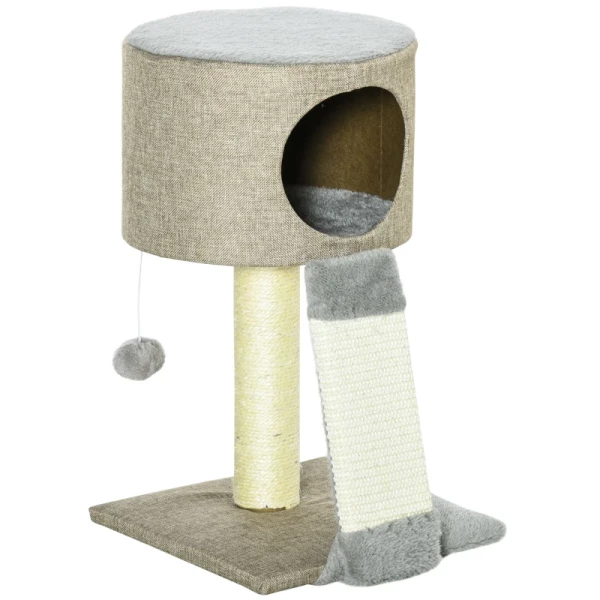 Krabpaal Krabpaal Kattenbench Klimboom Voor Katten Met Kattenbal Grijs 30 X 30 X 50 Cm 1