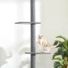  Krabpaal Plafond Hoog, 228-260 Cm In Hoogte Verstelbare Krabpaal Klimboom Voor Katten Met 3 Niveaus, Kattenkrabpaal, Speelboom Van Vloer Tot Plafond Grijs 9