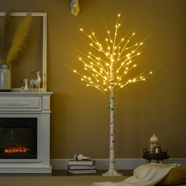  Kunstboom, Kunstberk, Met LED-verlichting, Warm Wit, Realistisch Witte Schors, 22 X 22 X 180 Cm 2