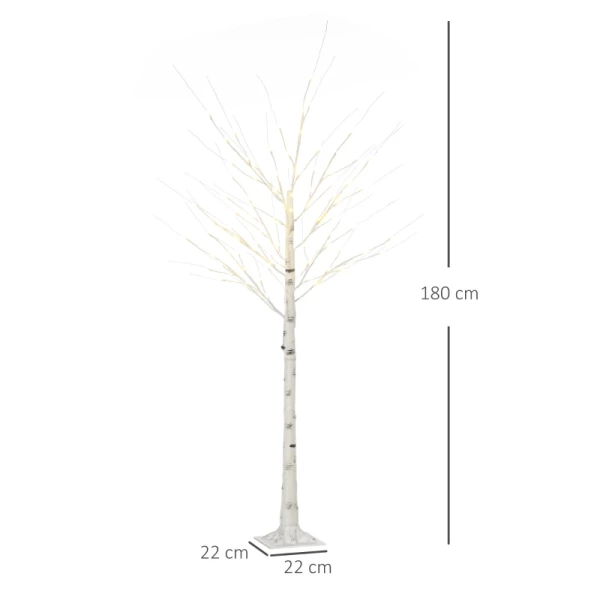  Kunstboom, Kunstberk, Met LED-verlichting, Warm Wit, Realistisch Witte Schors, 22 X 22 X 180 Cm 3