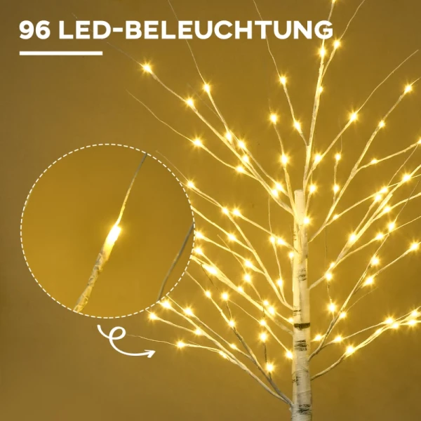  Kunstboom, Kunstberk, Met LED-verlichting, Warm Wit, Realistisch Witte Schors, 22 X 22 X 180 Cm 4