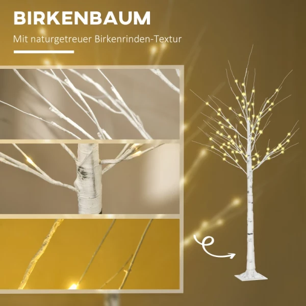  Kunstboom, Kunstberk, Met LED-verlichting, Warm Wit, Realistisch Witte Schors, 22 X 22 X 180 Cm 5