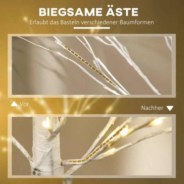  Kunstboom, Kunstberk, Met LED-verlichting, Warm Wit, Realistisch Witte Schors, 22 X 22 X 180 Cm 6