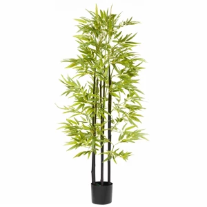  Kunstplant, Kunstbamboe, Inclusief Plantenbak, 17 Cm X 17 Cm X 150 Cm, Groen + Bruin + Zwart 1