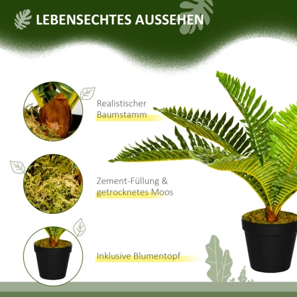  Kunstplant, Tropische Palmboom, Incl. Plantenbak, 50 Cm, Groen + Zwart 4