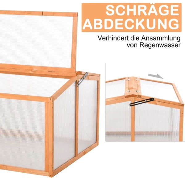  Kweekkas Broeikas Kweekbak Plantenbed Met Deksel Van Hout En Polycarbonaat Weerbestendig Oranje 90 X 80 X 58 Cm 6