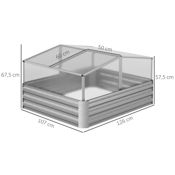  Kweekkas Met Dakflappen Open Vloer Gegalvaniseerd Staal 126 X 107 X 57,5/67,5 Cm 3