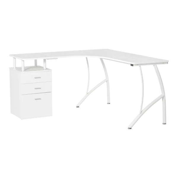  L-vormig Bureau Met Lades MDF Metaal Wit 143,5 X 143,5 X 76 Cm 11