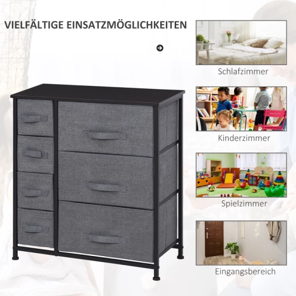  Ladekast Opbergkast Met Opvouwbare 7 Stoffen Lades Metalen Frame + Hout + Non-woven Grijs 63,5 X 30 X 71 Cm 5