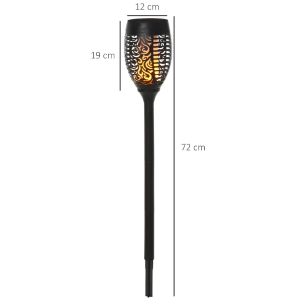  Lamp Op Zonne-energie, Tuinlamp, Set Van 4 Lampen, 6-8 Uur, IP44 Waterdicht, Kunststof, Zwart, Ø12 X H72 Cm 3