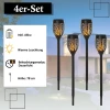  Lamp Op Zonne-energie, Tuinlamp, Set Van 4 Lampen, 6-8 Uur, IP44 Waterdicht, Kunststof, Zwart, Ø12 X H72 Cm 4