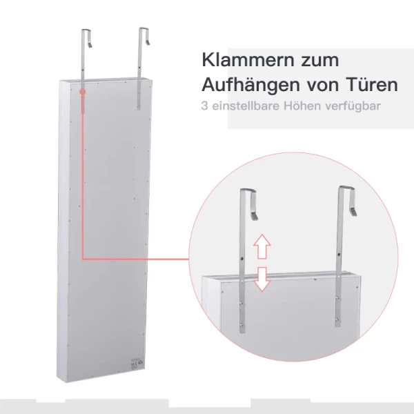  LED Sieradenkast Hangend 2 In 1 Sieradenplank Spiegelkast Deurmontage MDF Wit 36,6 X 8 X 120 Cm 7