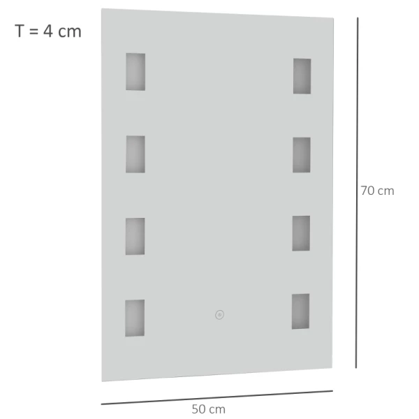  Lichtspiegel LED-spiegel Anti-condens Badkamerspiegel Badkamerspiegel Wandspiegel Met Aanraakschakelaar Zilver 70 X 50 X 4 Cm 3