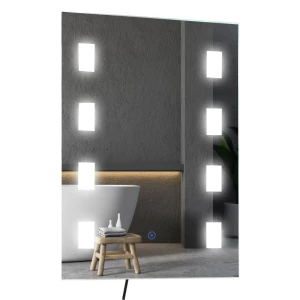  Lichtspiegel LED-spiegel Anti-condens Badkamerspiegel Badkamerspiegel Wandspiegel Met Aanraakschakelaar Zilver 70 X 50 X 4 Cm 1