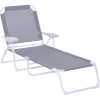  Ligstoel Ligstoel Opvouwbaar Strandligstoel 4-laags Tuinligstoel Mesh Grijs 160 X 66 X 80 Cm 1
