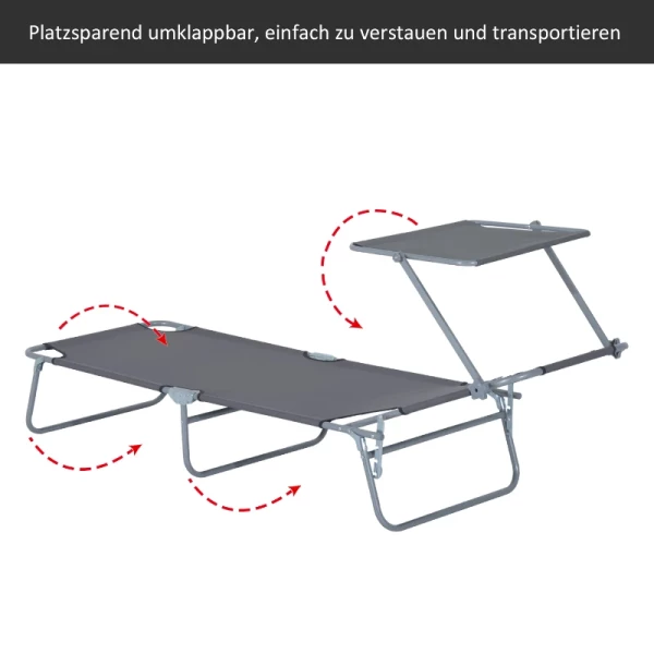  Ligstoel Tuinligstoel Wellness Ligstoel Strandligstoel Ligstoel Opvouwbaar Met Zonwering Grijs 187 X 58 X 36 Cm 5