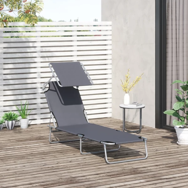  Ligstoel Tuinligstoel Wellness Ligstoel Strandligstoel Ligstoel Opvouwbaar Met Zonwering Grijs 187 X 58 X 36 Cm 10