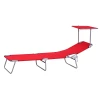  Ligstoel, Tuinligstoel, Wellnessligstoel, Strandligstoel, Opvouwbaar Met Zonwering, Rood, 187 X 58 X 36 Cm 10