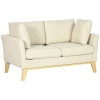  Loveseat Scandinavisch Design 2 Sierkussens Naturel Houten Frame Beige 137 X 78 X 78 Cm 1