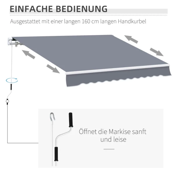  Luifel Aluminium Luifel Knikarmluifel 4m Zonwering Balkon Grijs 6