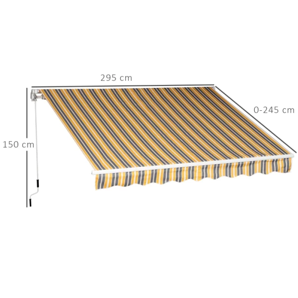  Luifel Knikarmluifel Zonwering Handslinger Balkon Aluminium Geel Grijs 2,95 X 2,45 M 3