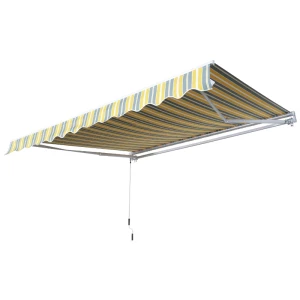  Luifel Knikarmluifel Zonwering Handslinger Balkon Aluminium Geel Grijs 2,95 X 2,45 M 1