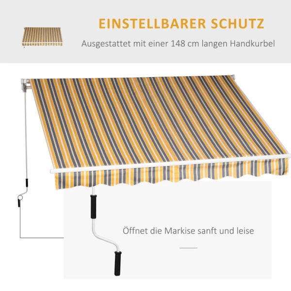  Luifel Knikarmluifel Zonwering Handslinger Balkon Aluminium Geel Grijs 2,95 X 2,45 M 5