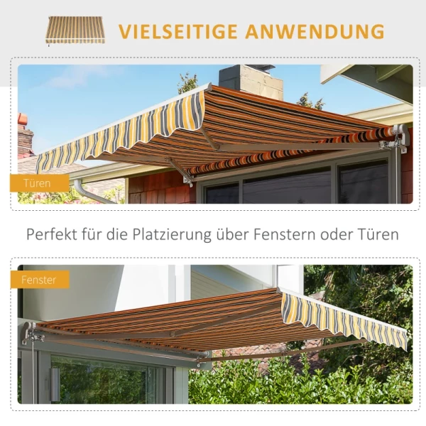  Luifel Knikarmluifel Zonwering Handslinger Balkon Aluminium Geel Grijs 2,95 X 2,45 M 6