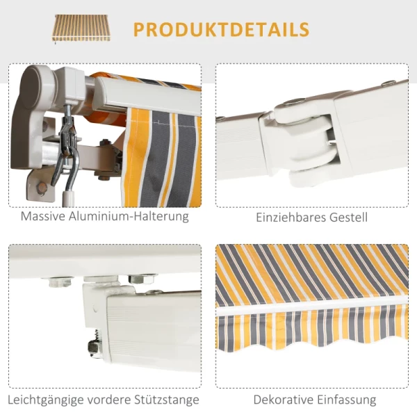  Luifel Knikarmluifel Zonwering Handslinger Balkon Aluminium Geel Grijs 2,95 X 2,45 M 7