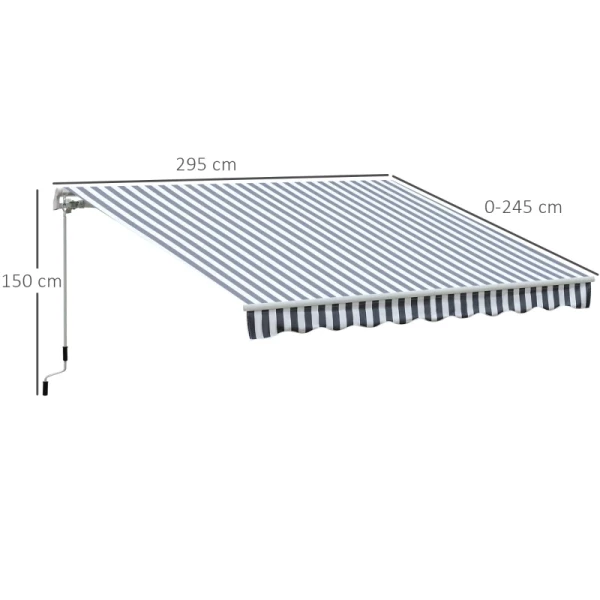  Luifel Knikarmluifel Zonwering Handslinger Balkon Aluminium Grijs Wit 2,95 X 2,45 M 3