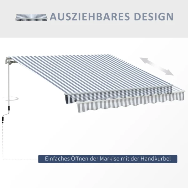  Luifel Knikarmluifel Zonwering Handslinger Balkon Aluminium Grijs Wit 2,95 X 2,45 M 8