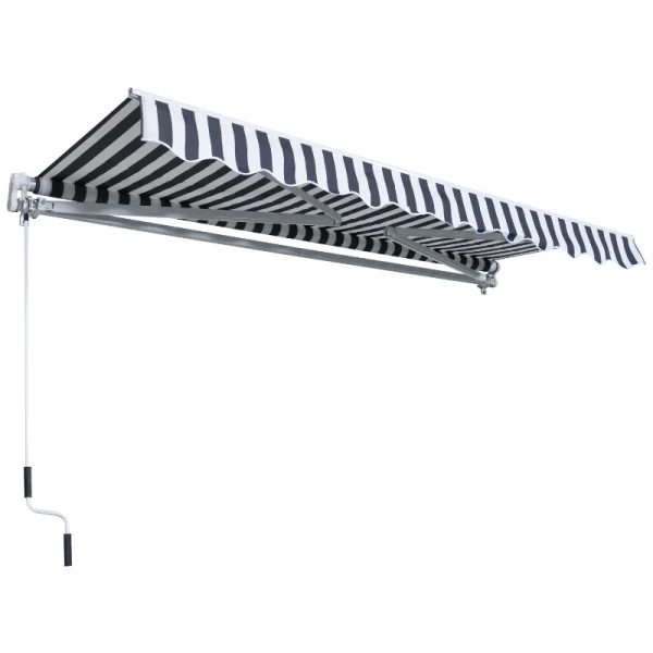  Luifel Knikarmluifel Zonwering Met Handslinger 3,5 X 2,5 M Grijs + Wit Aluminium Polyester 11