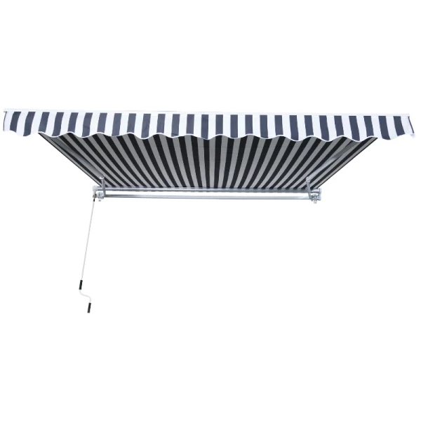  Luifel Knikarmluifel Zonwering Met Handslinger 3,5 X 2,5 M Grijs + Wit Aluminium Polyester 4