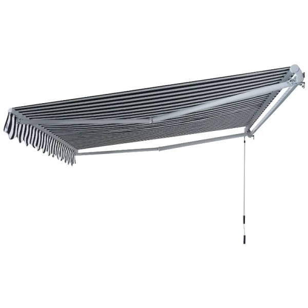  Luifel Knikarmluifel Zonwering Met Handslinger 3,5 X 2,5 M Grijs + Wit Aluminium Polyester 5