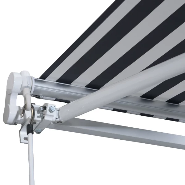  Luifel Knikarmluifel Zonwering Met Handslinger 3,5 X 2,5 M Grijs + Wit Aluminium Polyester 8