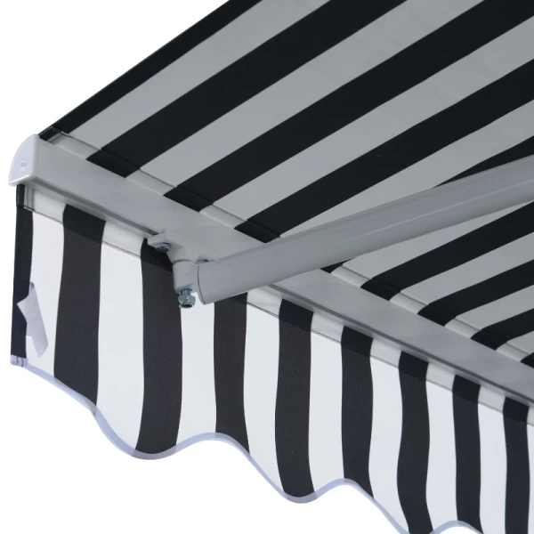  Luifel Knikarmluifel Zonwering Met Handslinger 3,5 X 2,5 M Grijs + Wit Aluminium Polyester 9