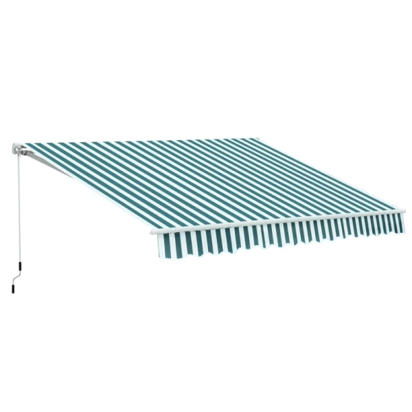 Luifel Knikarmluifel Zonwering Met Handslinger 3,5x2,5m Groen + Wit Aluminium + Polyester 1