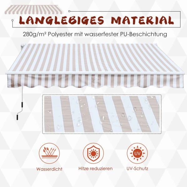  Luifel Met Handslinger, Knikarmluifel, Zonwering, Wandmontage, Balkon, Aluminium Bergen 3 X 2,5 M 5