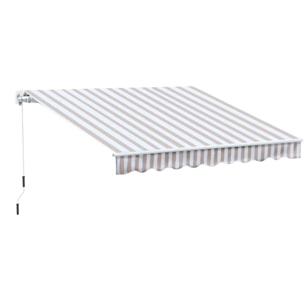 Luifel Met Handslinger, Knikarmluifel, Zonwering, Wandmontage, Balkon, Aluminium Bergen 3 X 2,5 M 1