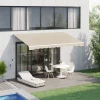  Luifel, Zonwering, Intrekbaar, Met Handslinger, Metalen Frame, Polyester, Blauw+beige, 3,95 X 2,45 X 3,50 M 2