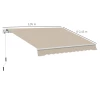  Luifel, Zonwering, Intrekbaar, Met Handslinger, Metalen Frame, Polyester, Blauw+beige, 3,95 X 2,45 X 3,50 M 3