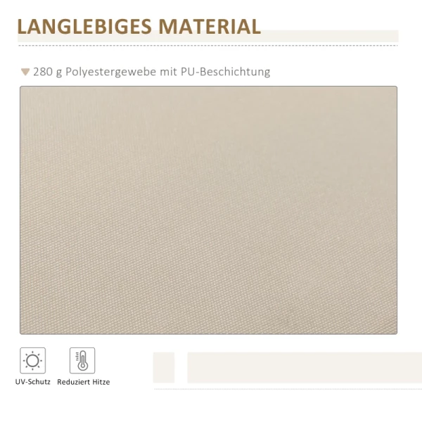  Luifel, Zonwering, Intrekbaar, Met Handslinger, Metalen Frame, Polyester, Blauw+beige, 3,95 X 2,45 X 3,50 M 4