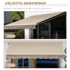  Luifel, Zonwering, Intrekbaar, Met Handslinger, Metalen Frame, Polyester, Blauw+beige, 3,95 X 2,45 X 3,50 M 5