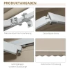  Luifel, Zonwering, Intrekbaar, Met Handslinger, Metalen Frame, Polyester, Blauw+beige, 3,95 X 2,45 X 3,50 M 7