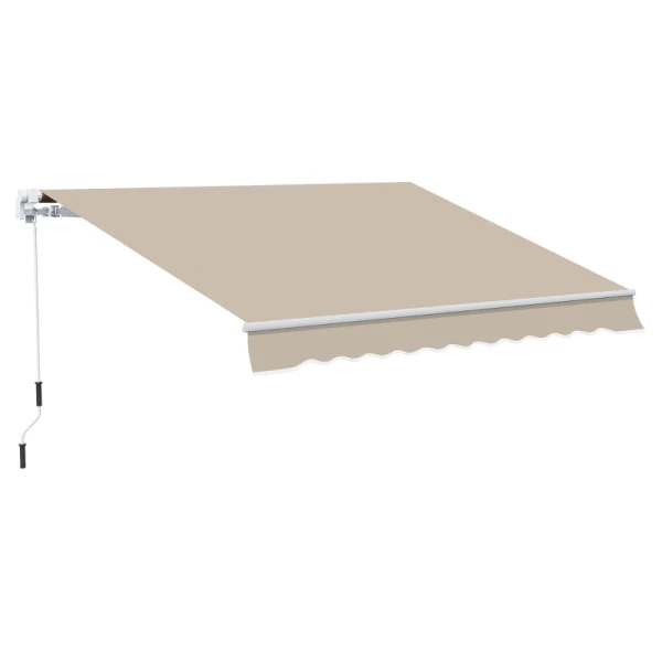  Luifel, Zonwering, Intrekbaar, Met Handslinger, Metalen Frame, Polyester, Blauw+beige, 3,95 X 2,45 X 3,50 M 1